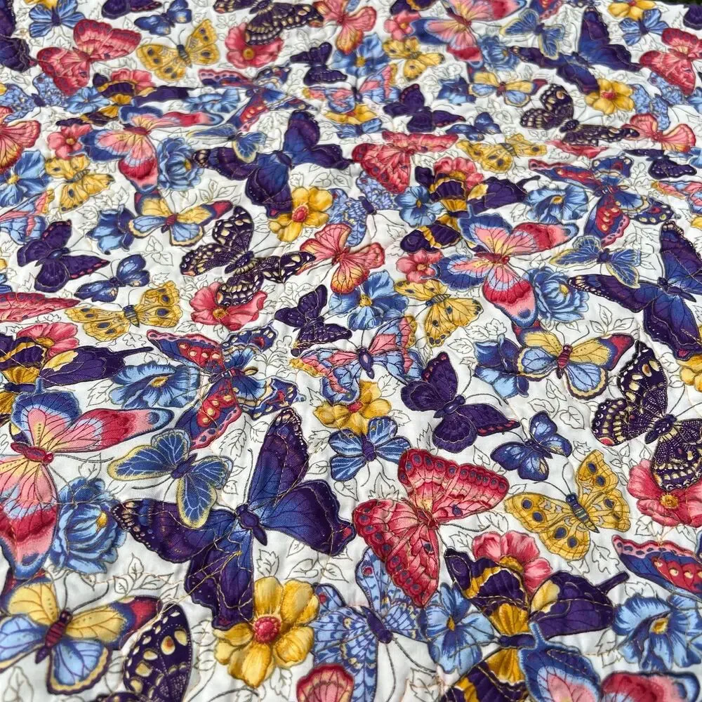 Reversible Christmas Table Runner Quilted Christmas Poinsettia Butterflies